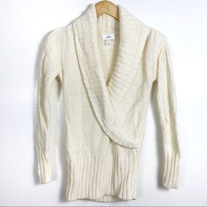 LOFT Cream Shawl Collar Pullover Knit Sweater